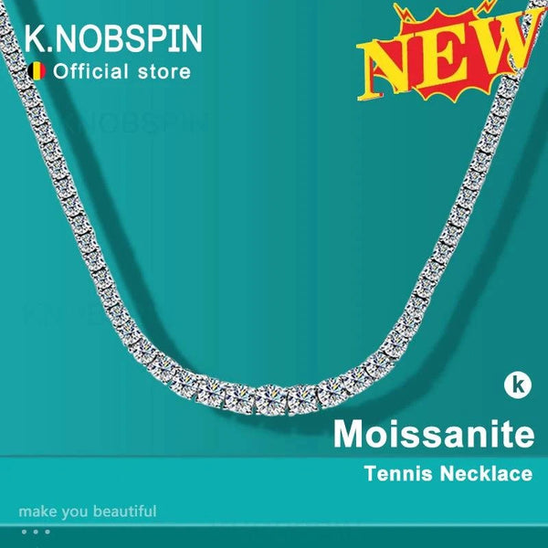 Scot Gifts Knobspin Sterling Silver Moissanite Tennis Necklace