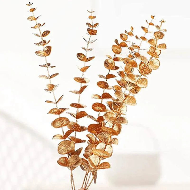 Scot Gifts 10PCS Gold Eucalyptus Leaf Artificial Plants Diy