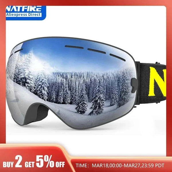 NATFIRE Ski Goggles Double-Layer Anti-fog UV400